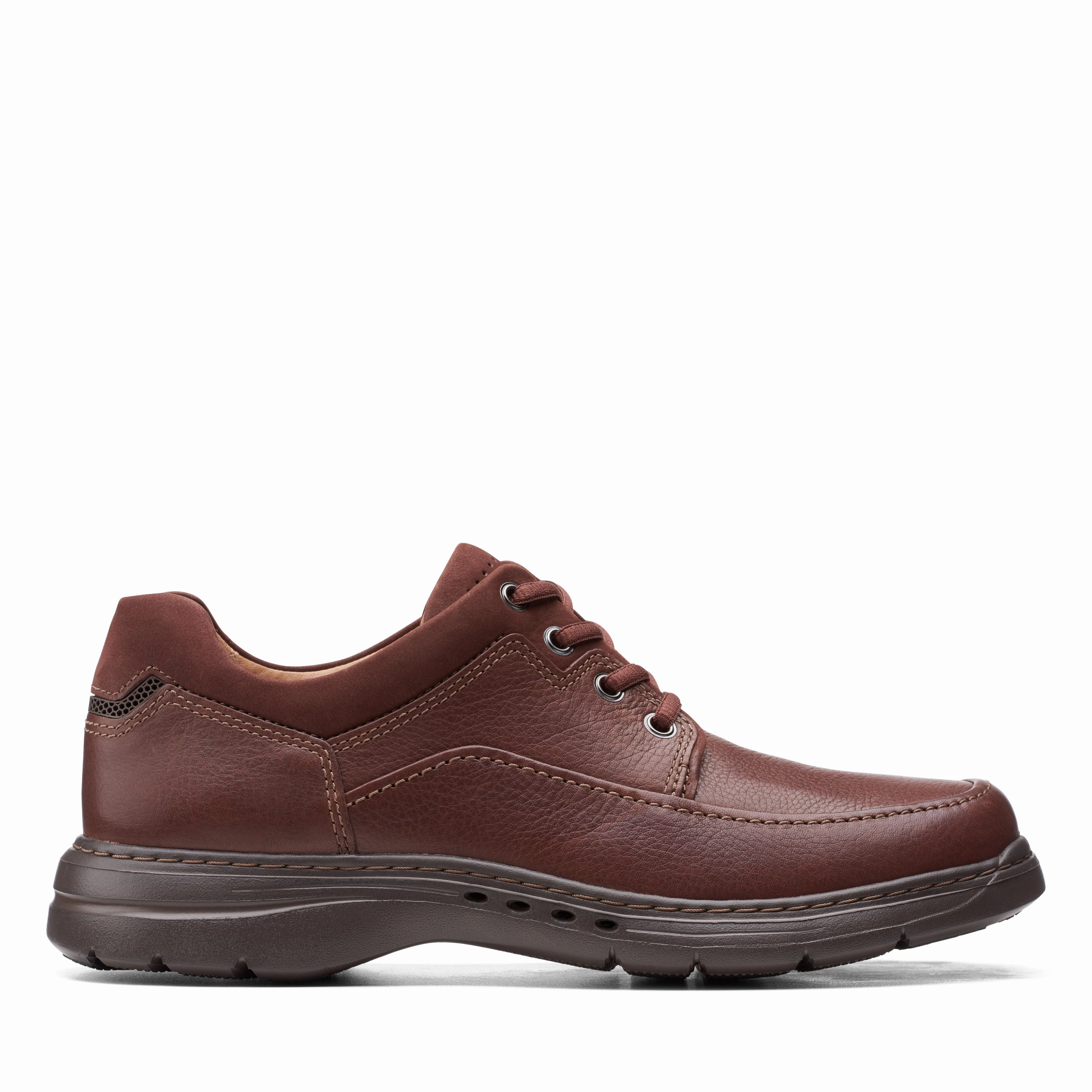 Casual Support Score Step Clarks Men's Un Brawley Lace Leather Shoe - Mahogany