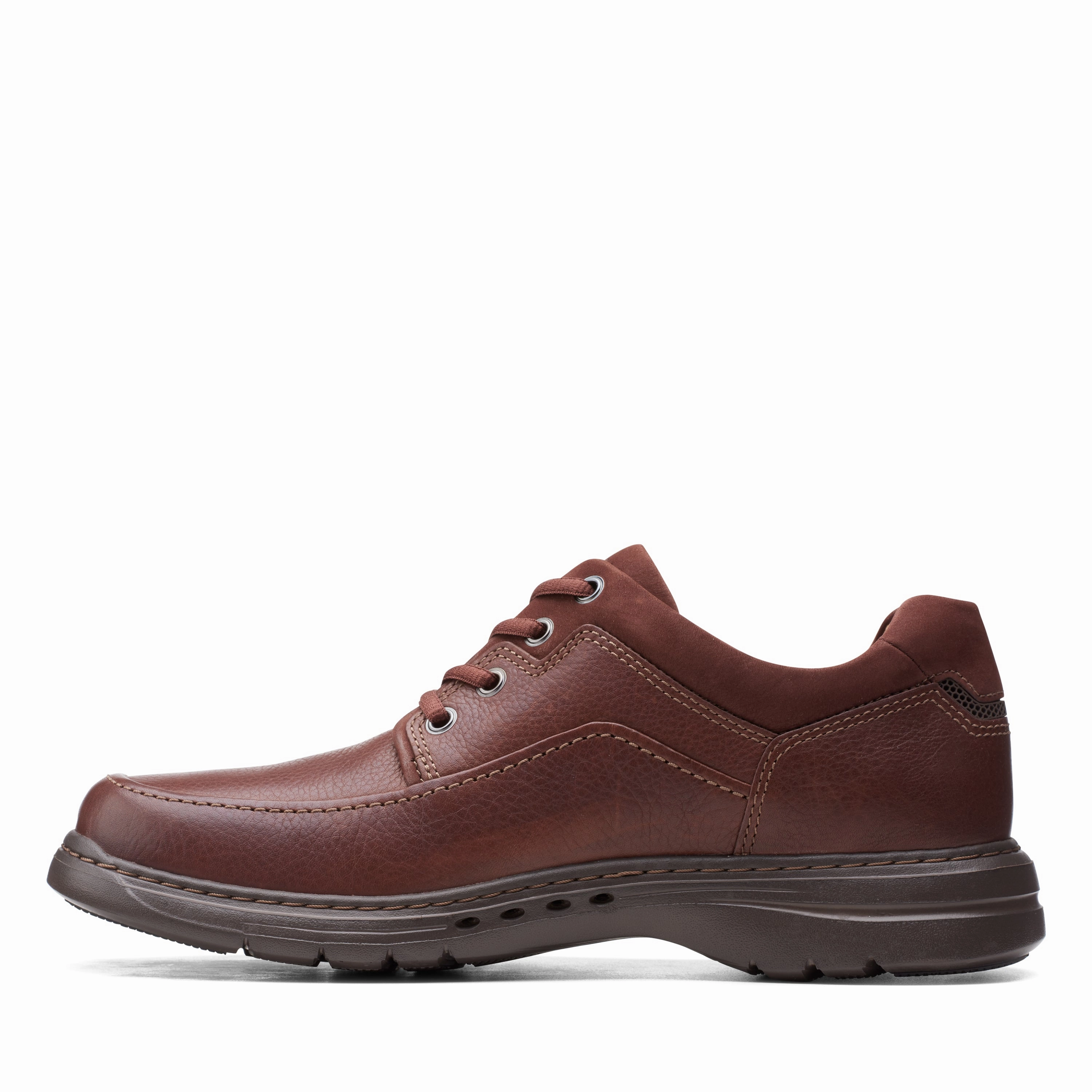 Clarks Men's Un Brawley Lace Leather Shoe - Mahogany Grass Jog Busy Day