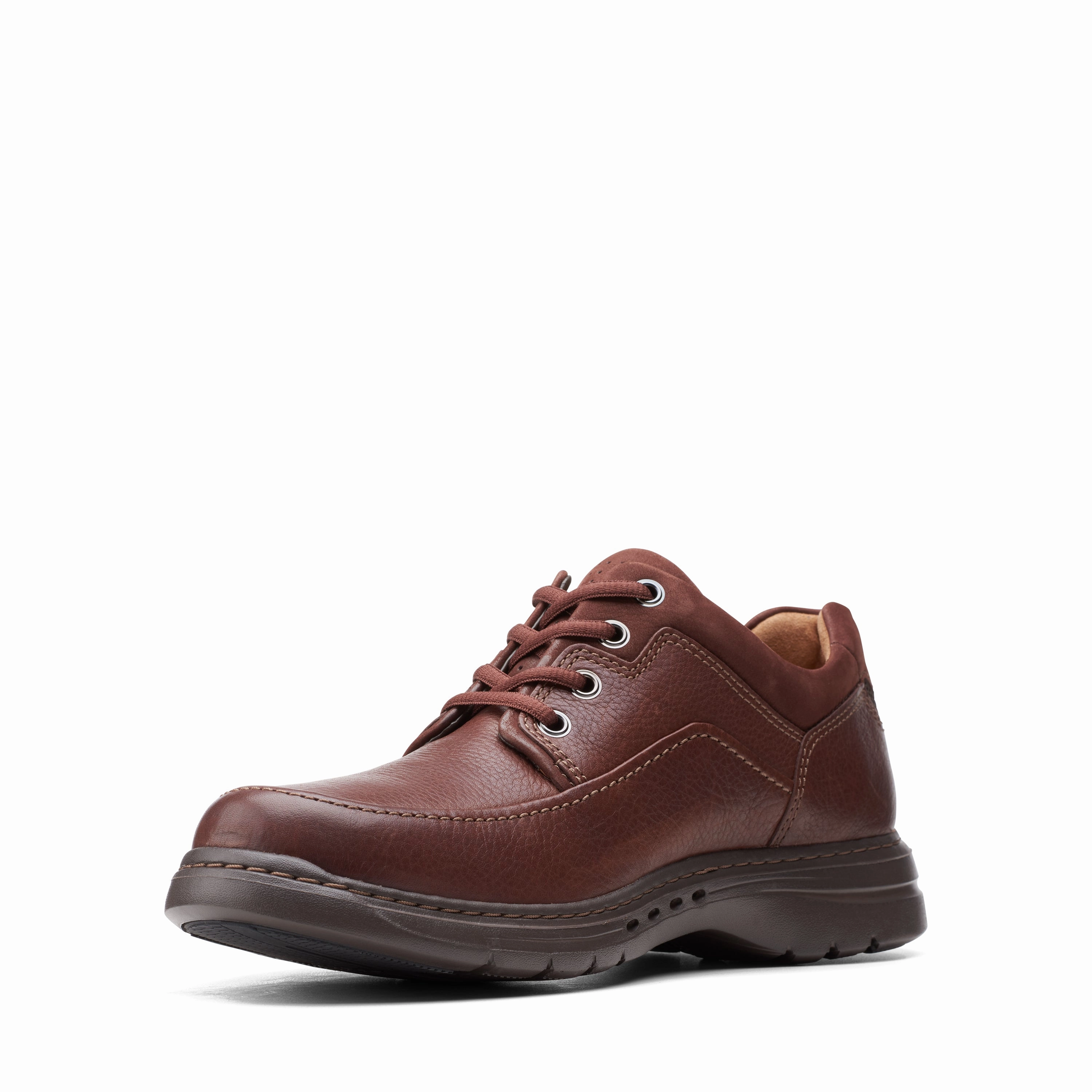 Foot Motion Seamless Fit Clarks Men's Un Brawley Lace Leather Shoe - Mahogany