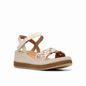 Foot-Friendly Shoes Clarks Women's Kassanda Bar Wedge Sandal - Creme Multi
