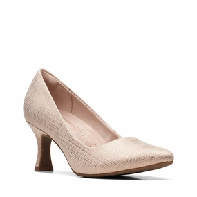 Clarks Women's Kataleyna Gem Pump - Sand Metallic Easy To Slip On