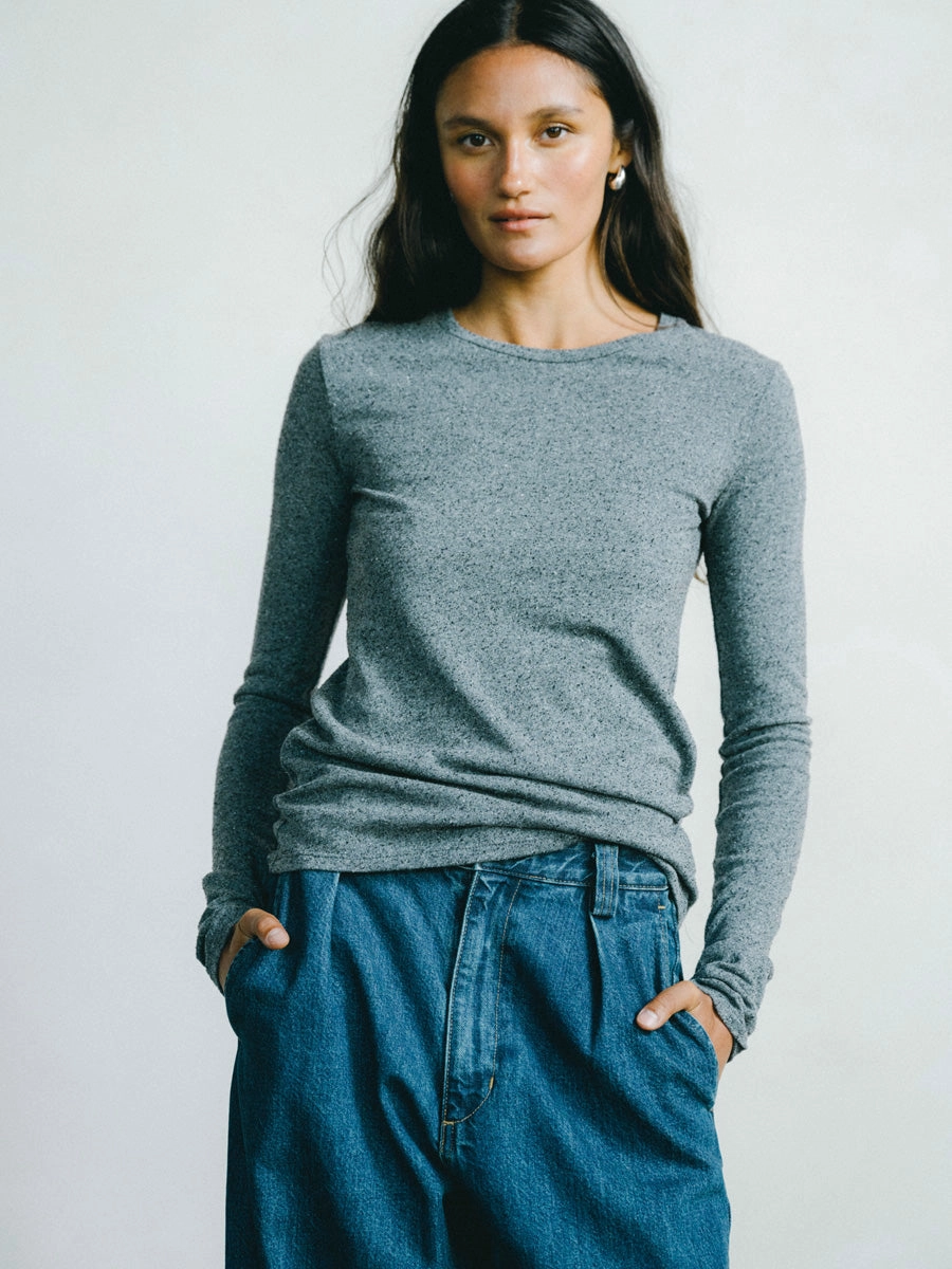 Classic Long Sleeve, Regen Silk Noil Jersey, Charcoal Heather Affordable accessibility