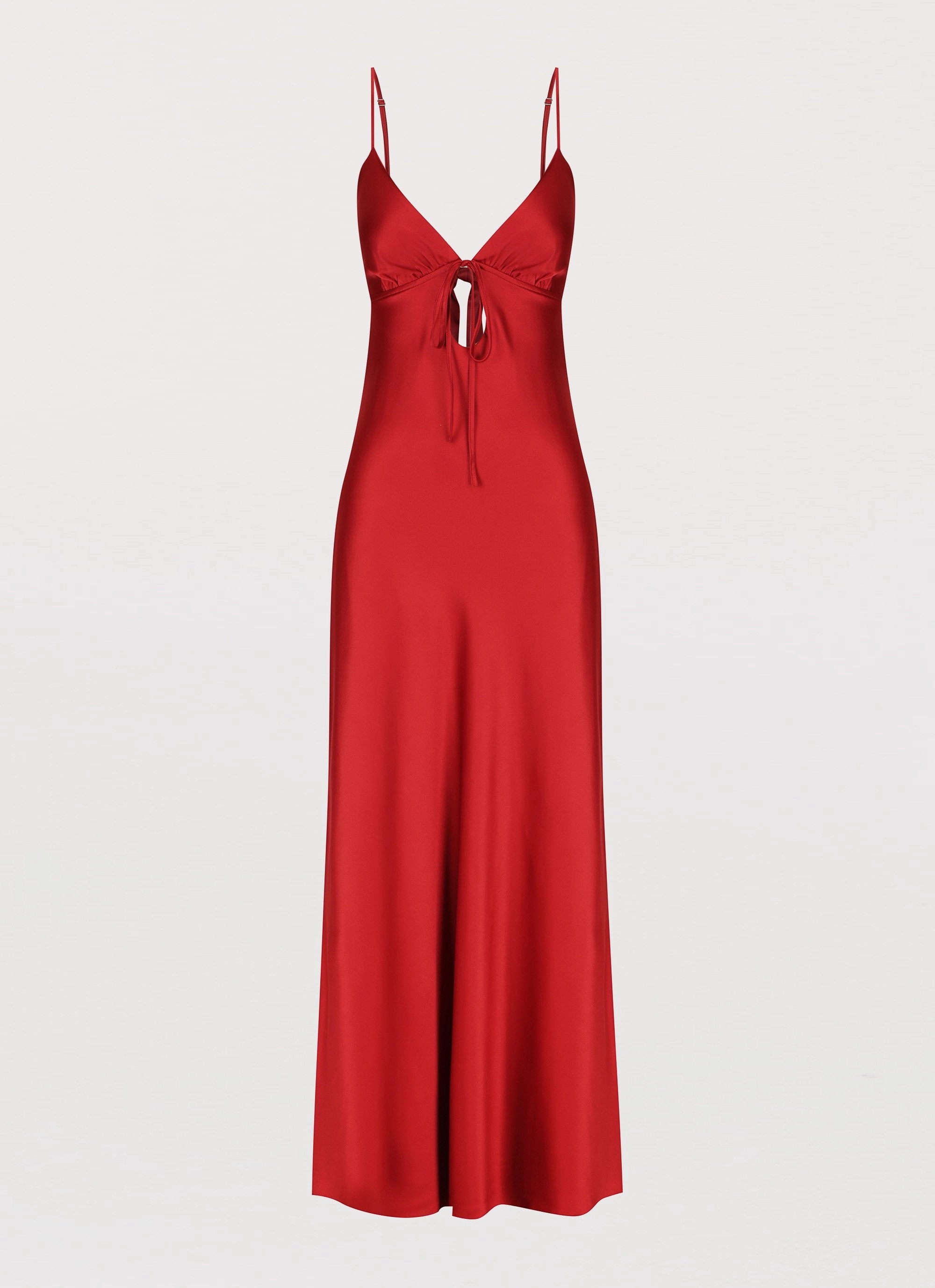 Relax Style Chill Wear Flora Satin Maxi Dress - Cherry