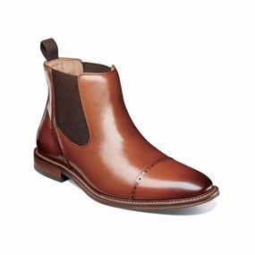 Silent Glide Secure fit Stacy Adams Men's Maury Cap Toe Chelsea Boot - Cognac