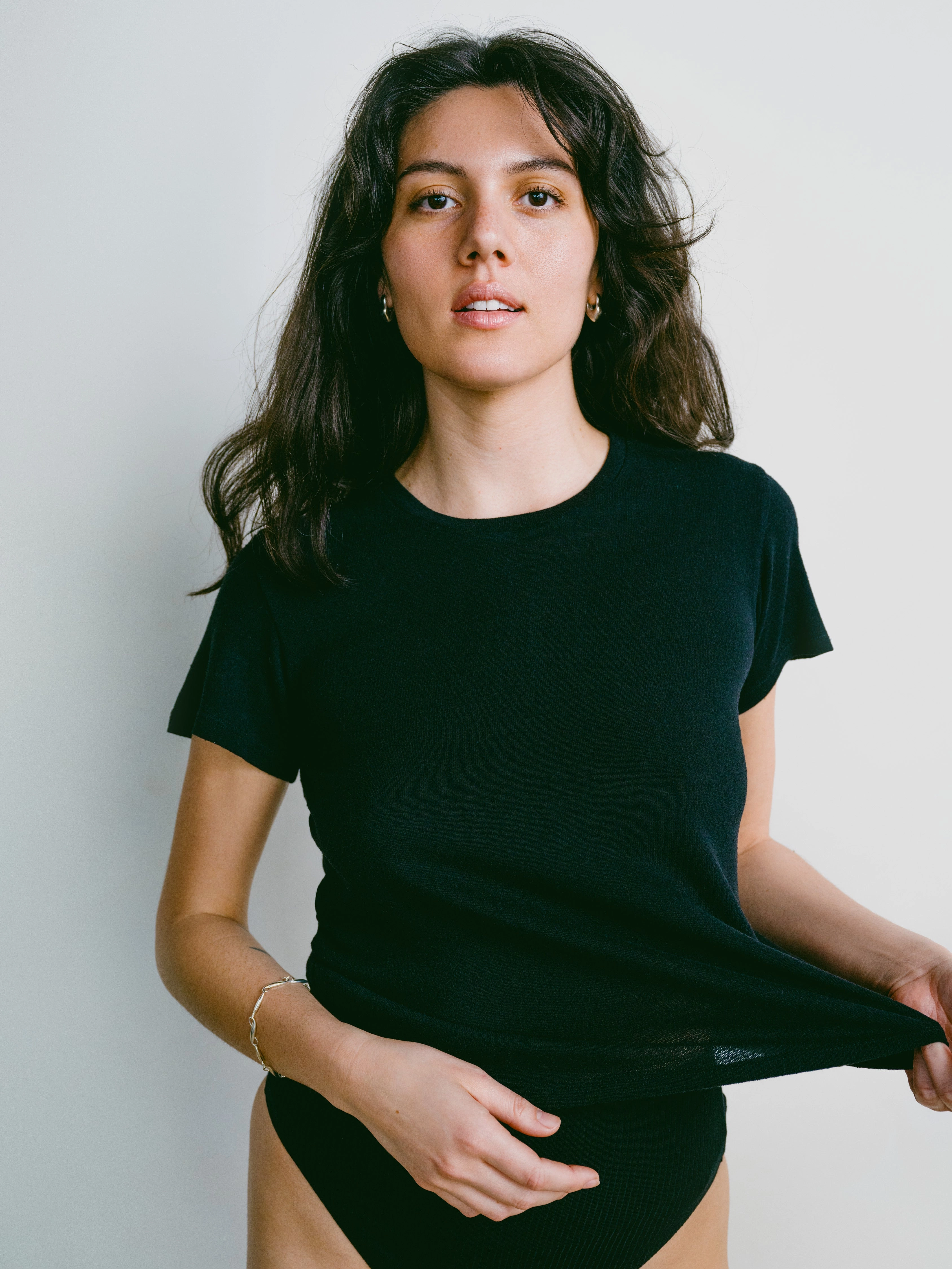 Classic Tee, Regen Silk Noil Jersey, Black Trendy Comfort Wear