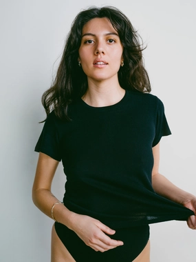 MoistureWicking Technology Classic Tee, Regen Silk Noil Jersey, Black