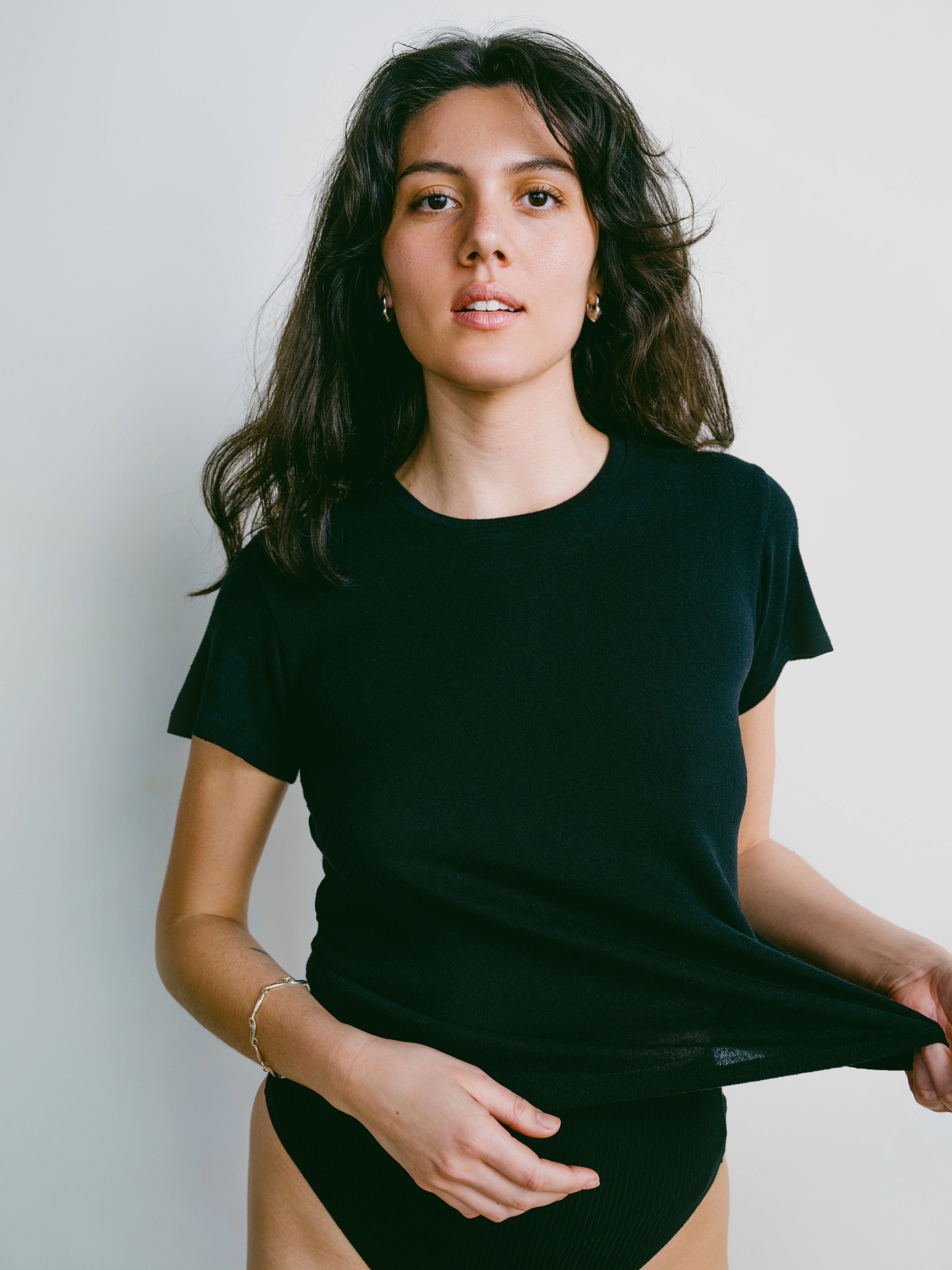 Lightweight Comfort Classic Tee, Regen Silk Noil Jersey, Black
