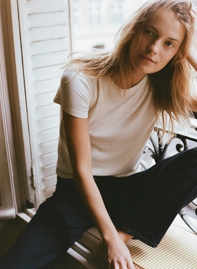 Classic Tee, Regen Silk Noil Jersey, Natural Lightweight Look