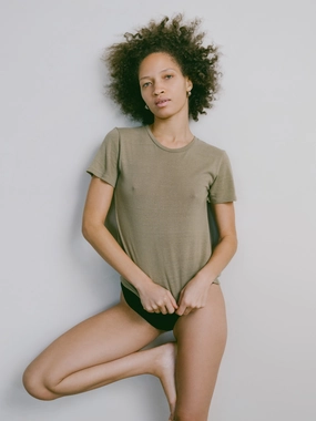 Eco Friendly Dye Travel Trend Look Classic Tee, Regen Silk Noil Jersey, Sage