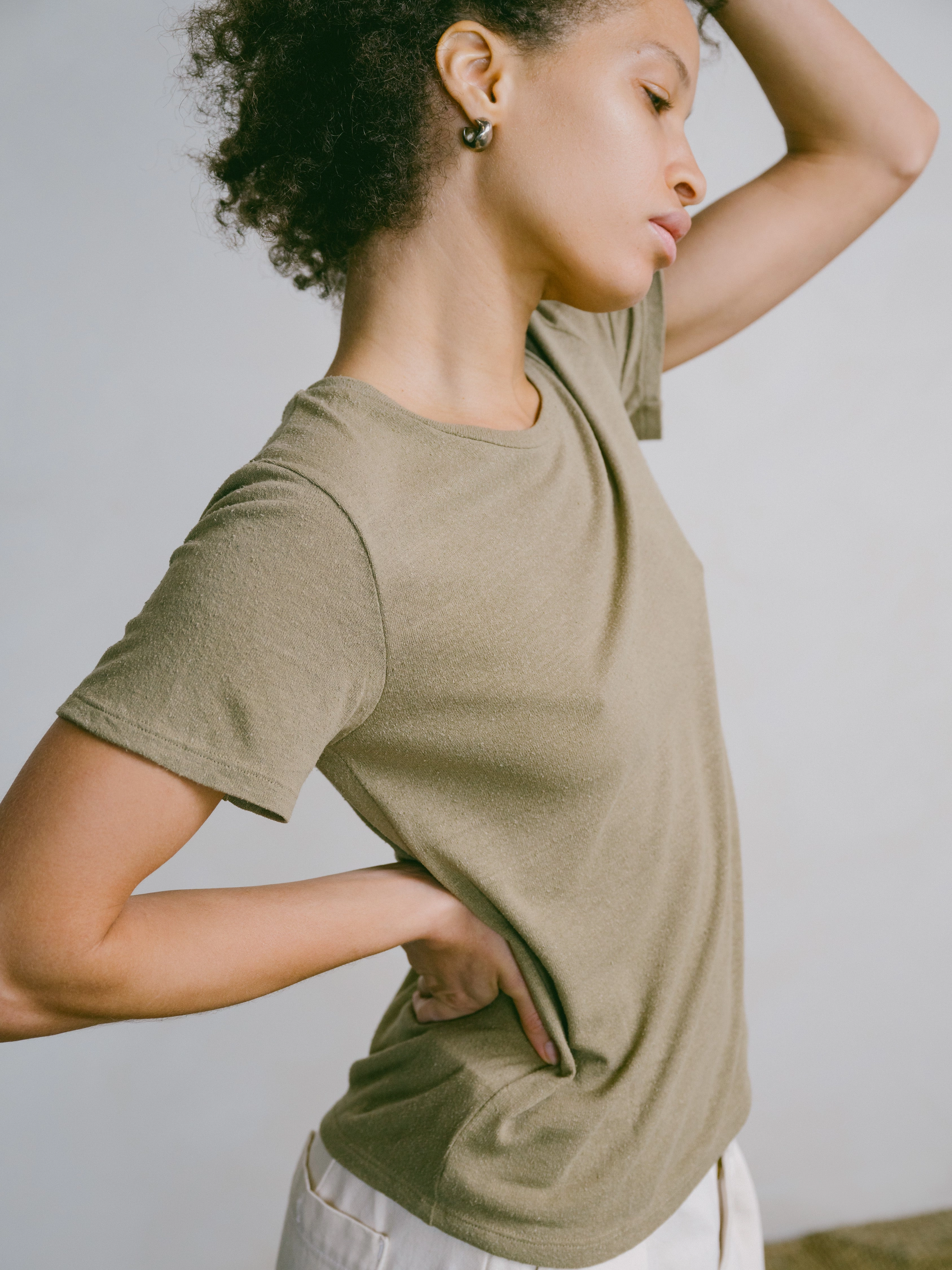 Classic Tee, Regen Silk Noil Jersey, Sage Casual Layer Wear