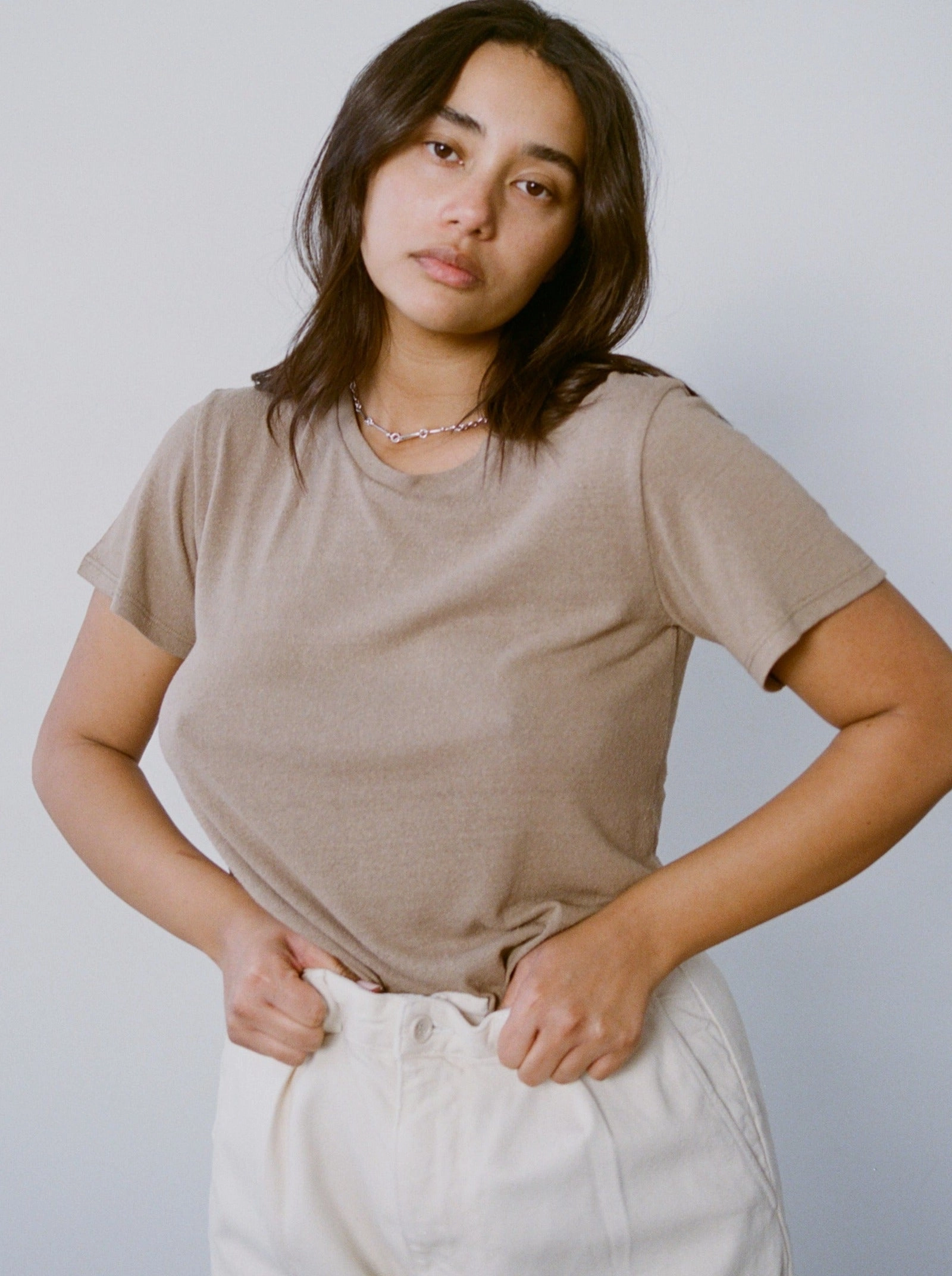 Classic Tee, Regen Silk Noil Jersey, Tea Casual Comfort Layer