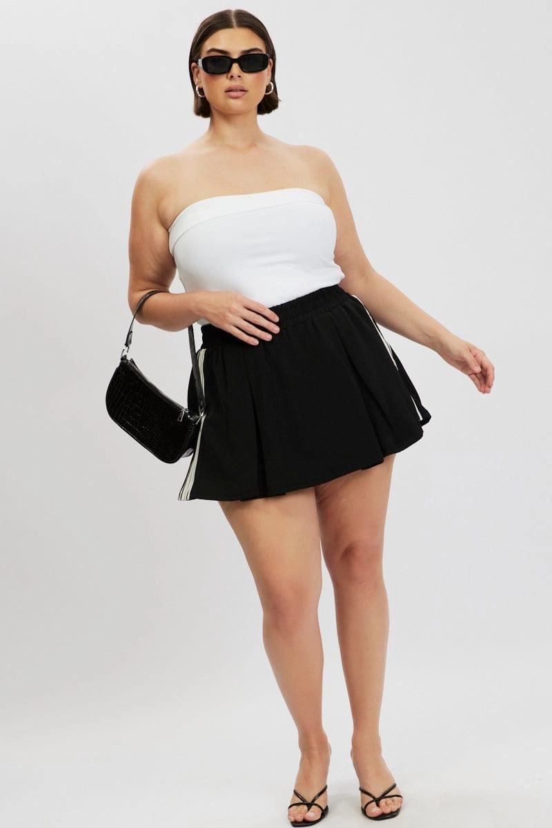 Stylist Pick Black Side Stripe Mini Skort Skirt