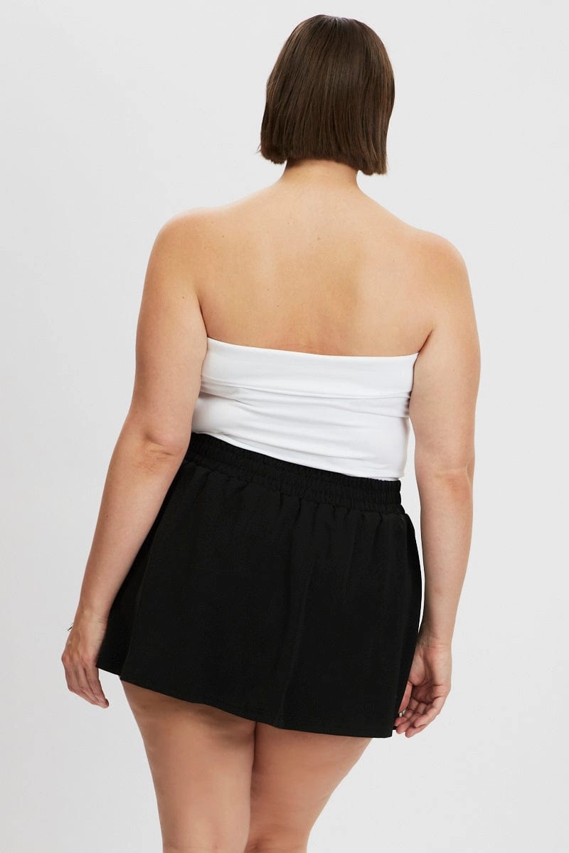 Twist Knot Details Reinforced Hemline Black Side Stripe Mini Skort Skirt
