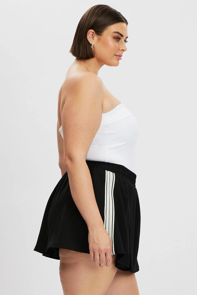 Black Side Stripe Mini Skort Skirt Comfort Innovation Maximalist look