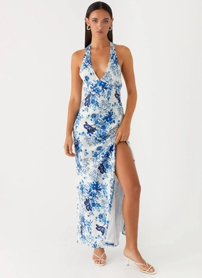 Angie Maxi Dress - Serene Sky Floral City Rhythm Maximalist-Trend
