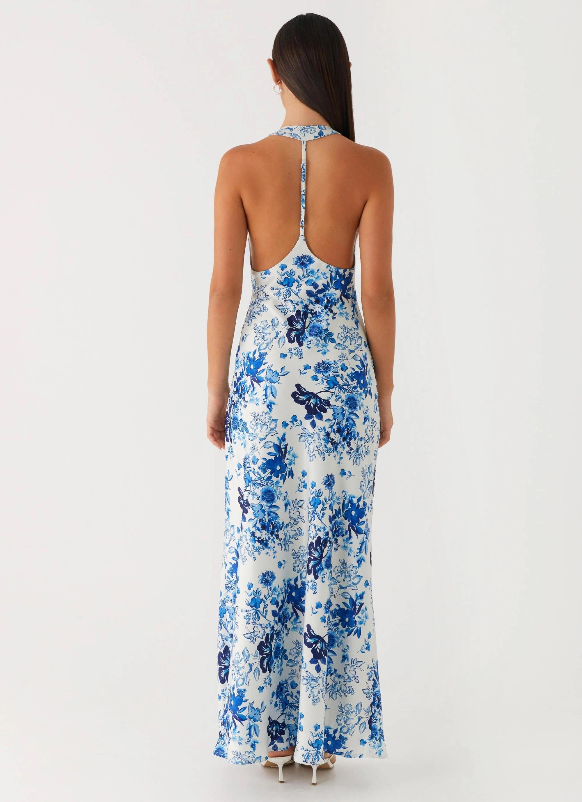 Angie Maxi Dress - Serene Sky Floral Smooth-Finish City Friendly