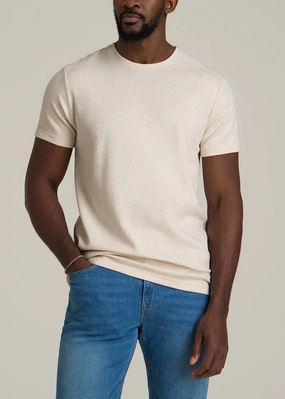 AntiStaticFabric Cloud Knit Waffle Short Sleeve Tee for Tall Men in Heathered Oatmeal