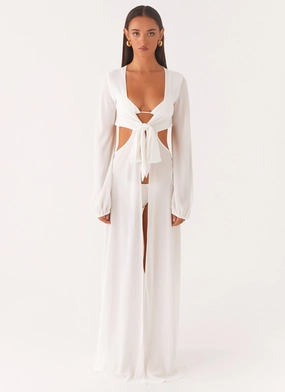 All-season garment Natural Tones Coastal Maxi Dress - White