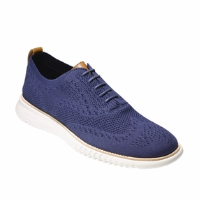 Cole Haan Men's 2.ZEROGRAND STITCHLITE OXFORD - Marine Blue/Vapor Grey Refined Style Outfit Neutral