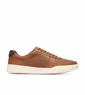 Cole Haan Men's Grand Crosscourt Modern Tennis Sneaker - British Tan Leather Plain Step