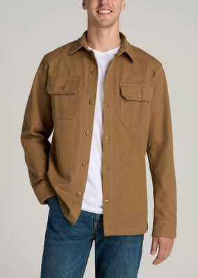Subtle Color Tone Friction Resistant LJ&S Canvas Shirt Jacket for Tall Men in Sahara