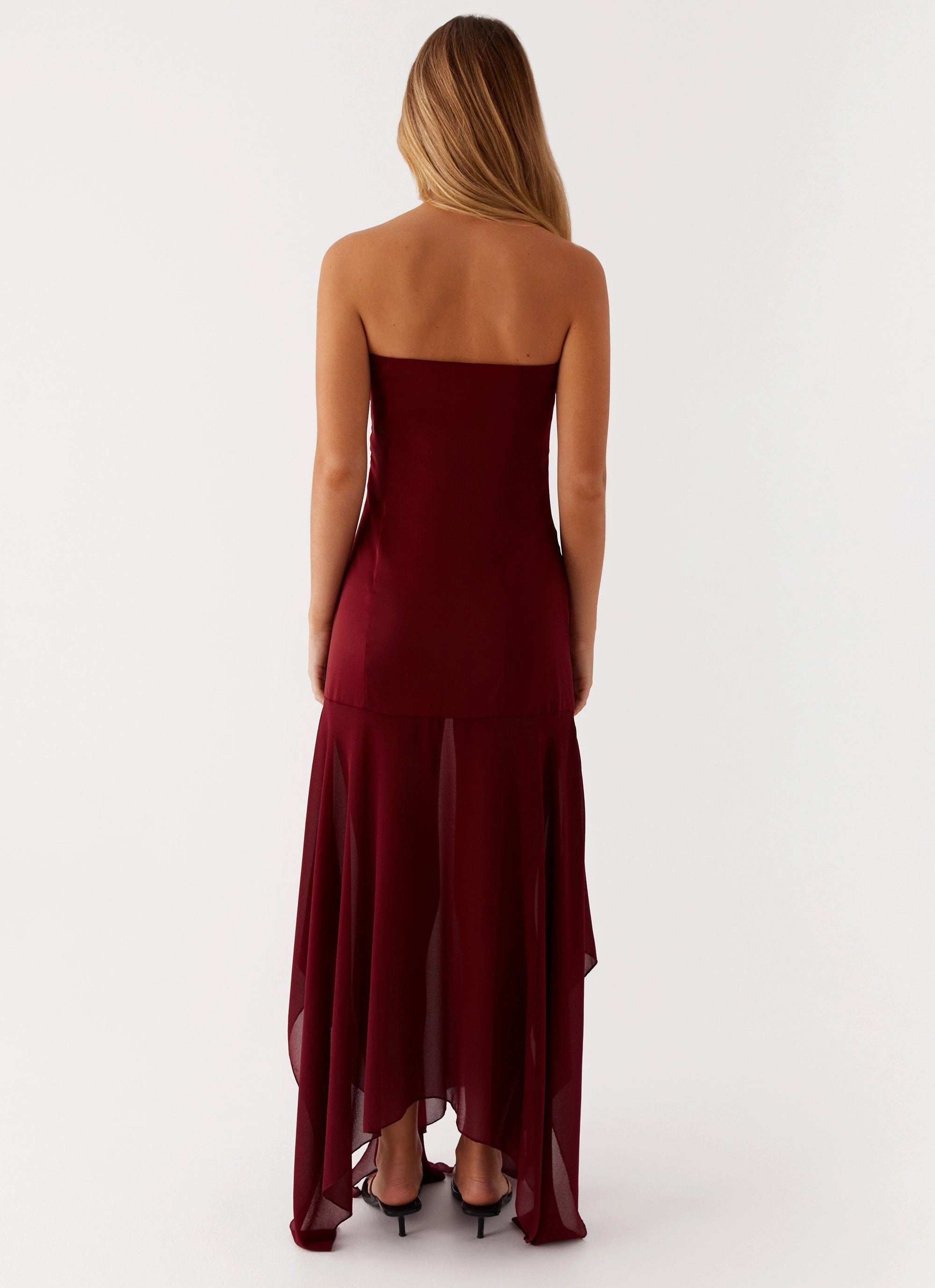 Collision Satin Maxi Dress - Cherry Red Refined Style