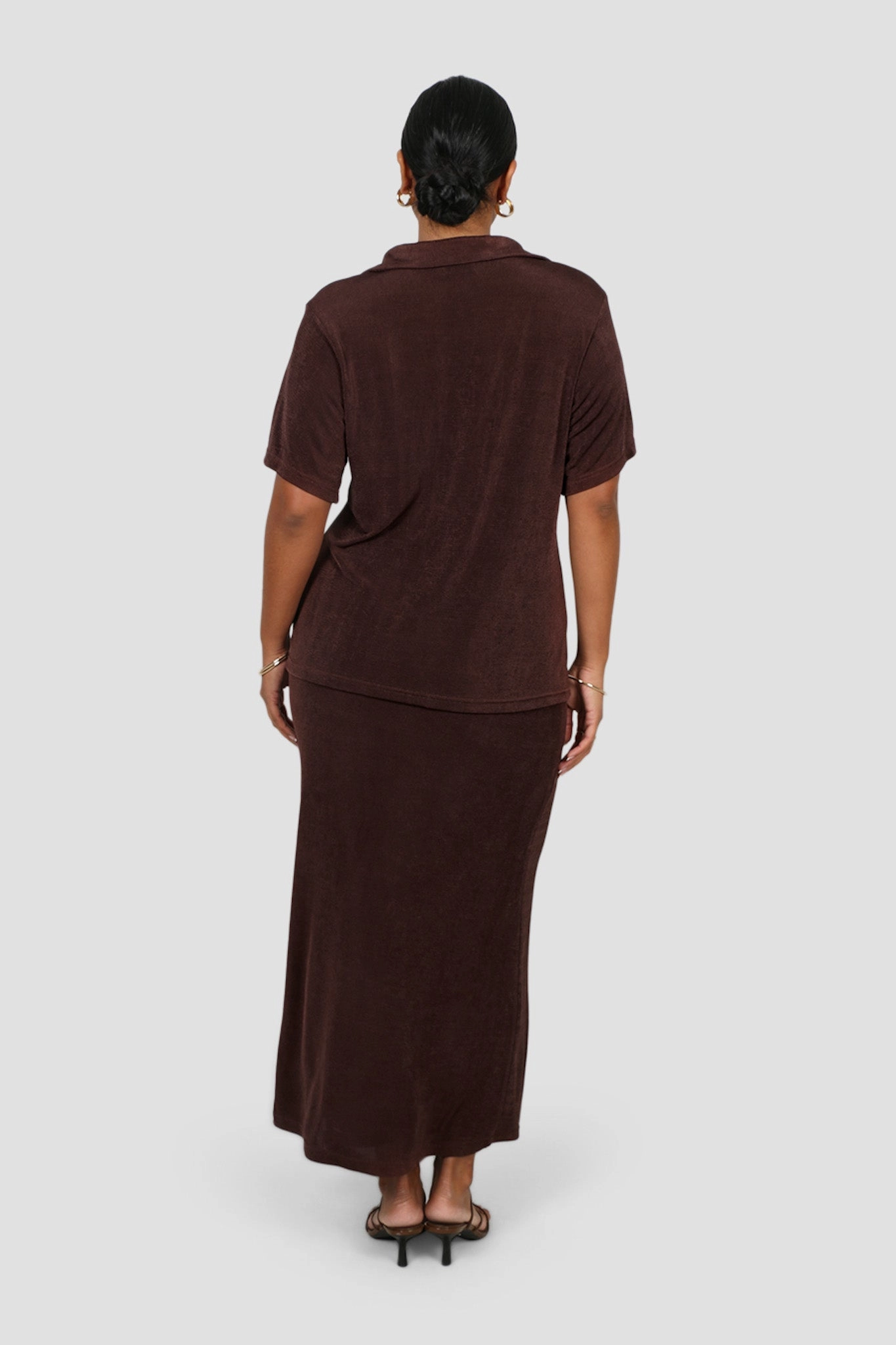 Non Irritating Texture Adjustable Hem SOLA SKIRT ESPRESSO