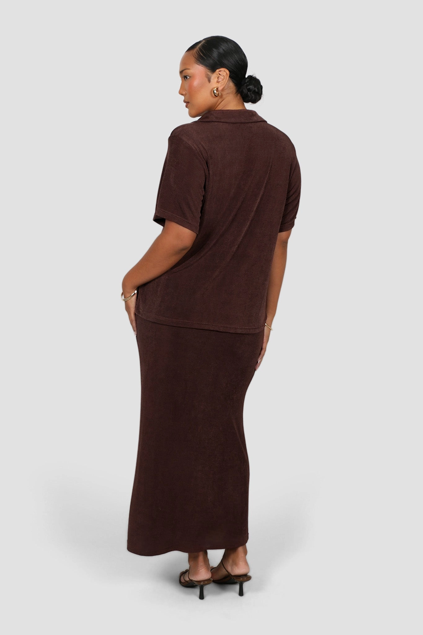 Custom made flowy silhouette SOLA SKIRT ESPRESSO