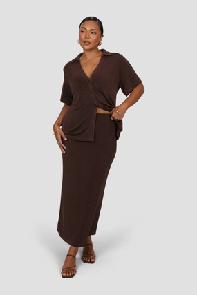 Comfortable Feel Simple Flow SOLA SKIRT ESPRESSO
