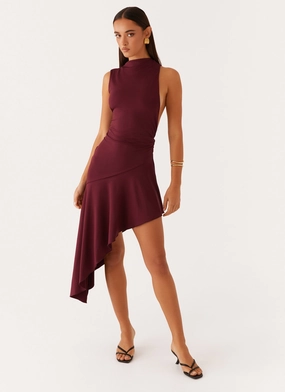 Venetia Asymmetric Maxi Dress - Deep Maroon Ethically-Made Sleek Presence