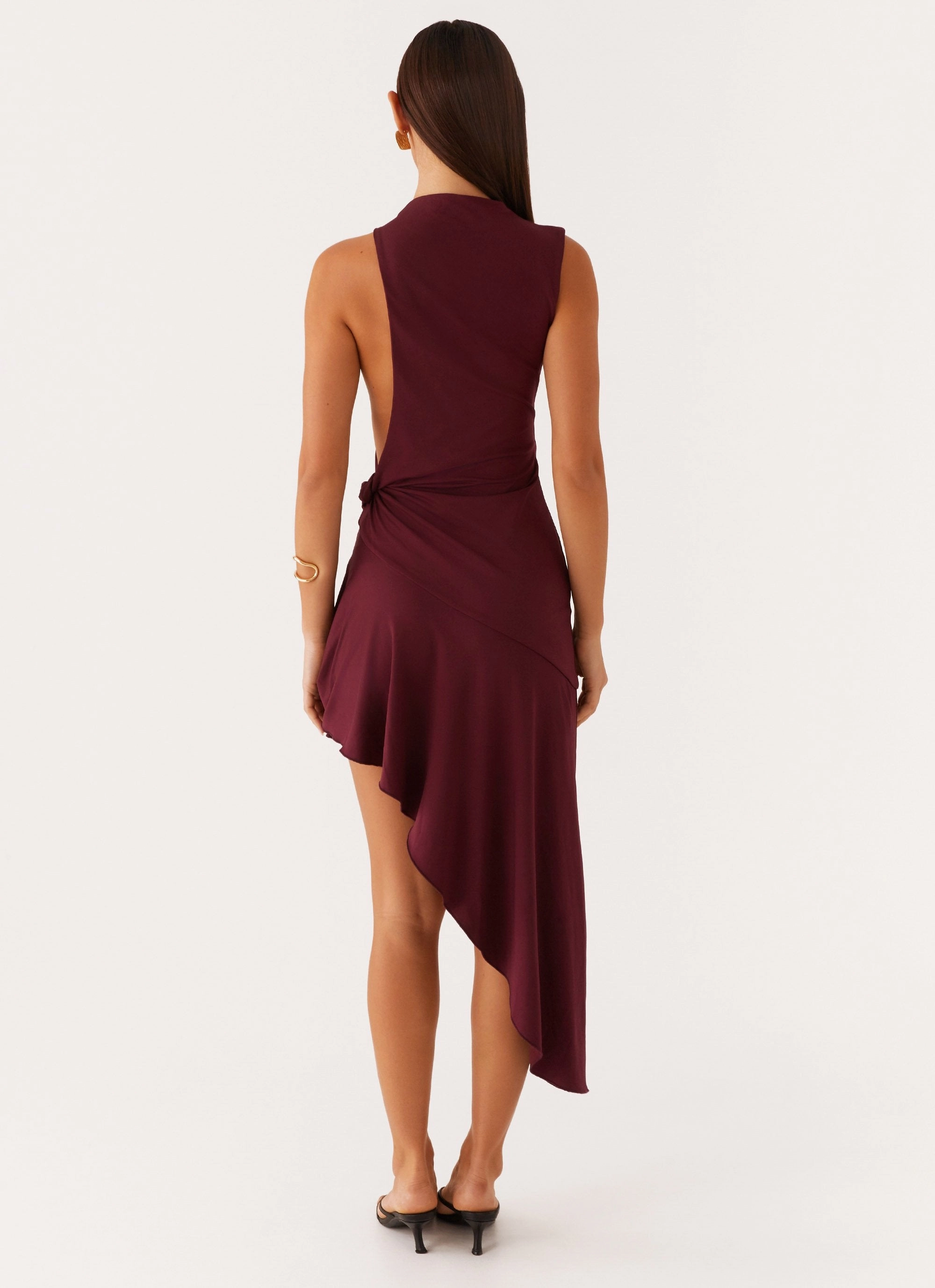 Day Glow Simple Mood Venetia Asymmetric Maxi Dress - Deep Maroon