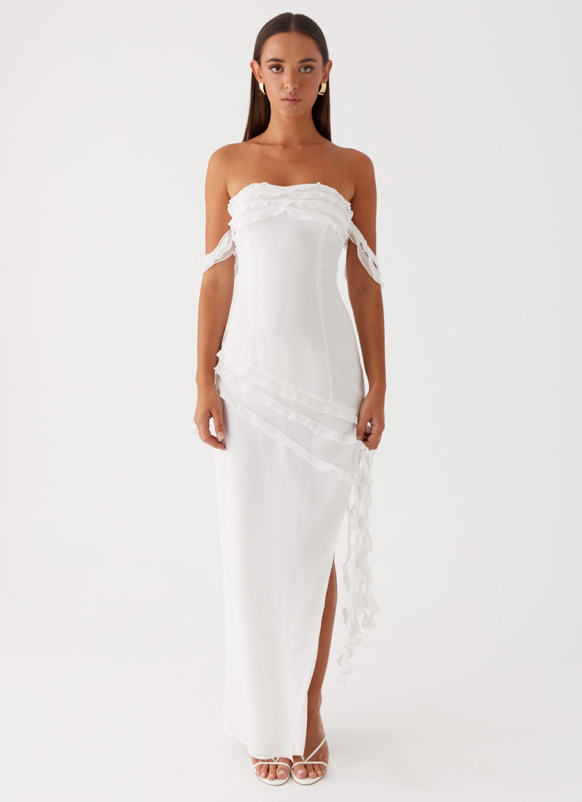 Feminine Style Alaska Maxi Dress - White