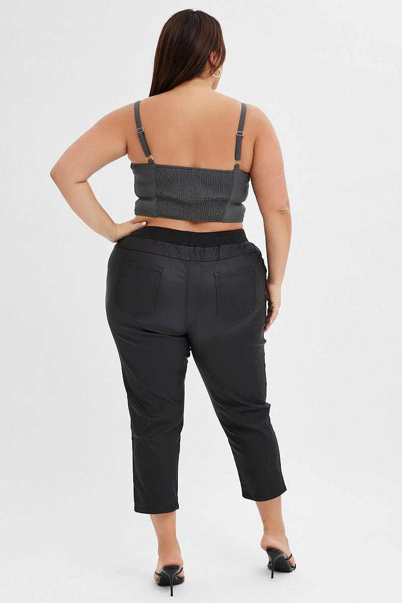 Quick Fit Wear Daily Comfort Fit Black Jogger Pant Elastic Waist Wet Look