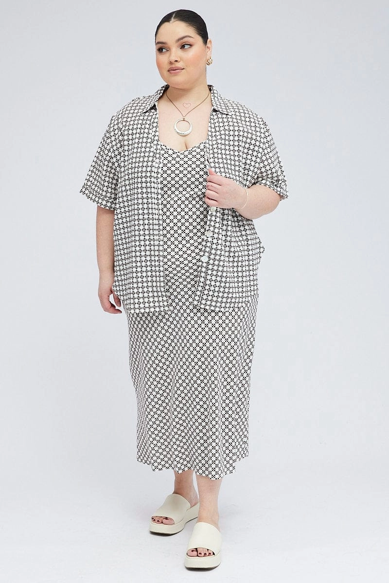 Earthy Palette Brown Geo Relaxed Shirt Short Sleeve