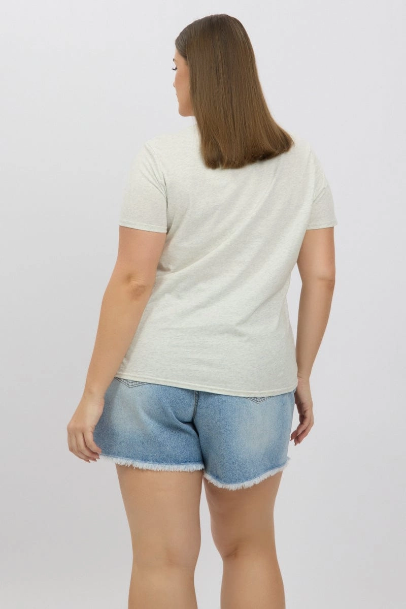 Casual Vibe All Day Flex Grey Graphic T Shirt Short Sleeve Crew Neck