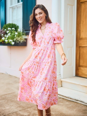 Feminine fit-and-flare silhouette Chic Everyday Wear FINAL SALE - Evie Dress | Blossom Breeze Coral