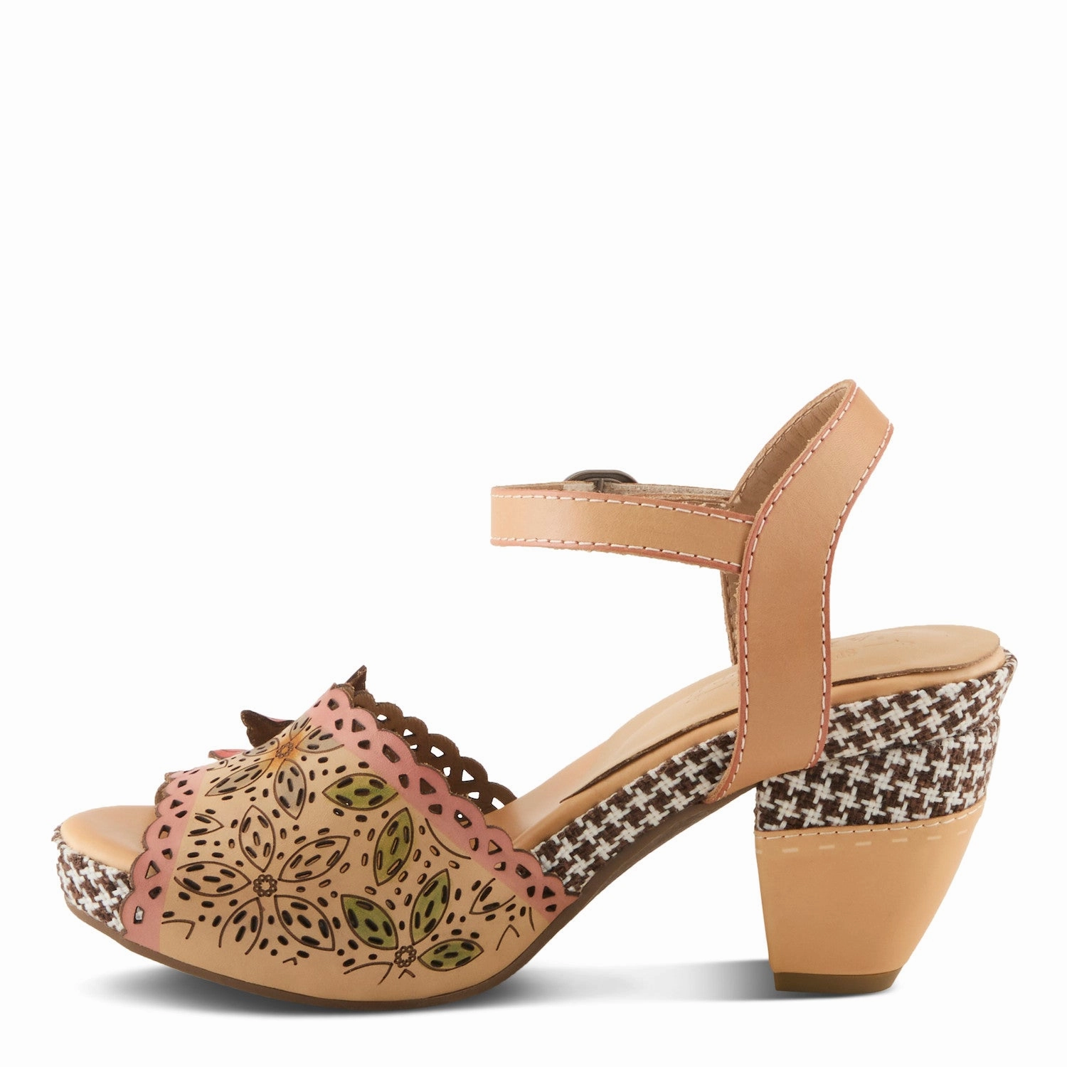 L'Artiste by Spring Step Women's Miabella Hand Painted Heeled Peep-Toe Sandals - Beige Multi Practical Design Gentle Walk