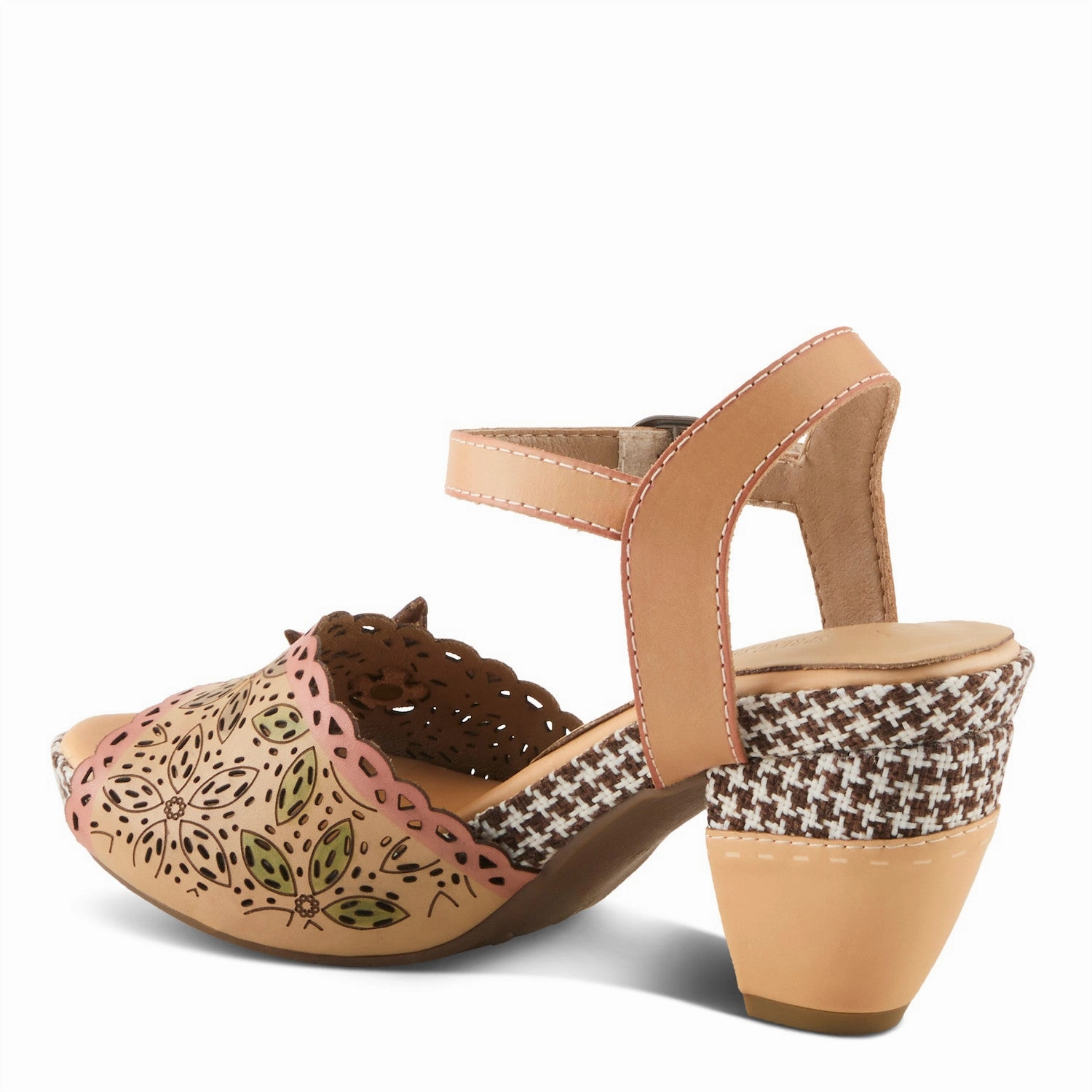 L'Artiste by Spring Step Women's Miabella Hand Painted Heeled Peep-Toe Sandals - Beige Multi Street Ready Breathable Sole