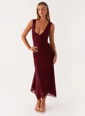 Murphy Maxi Dress - Deep Maroon Sleek Silhouette Perfect Layer