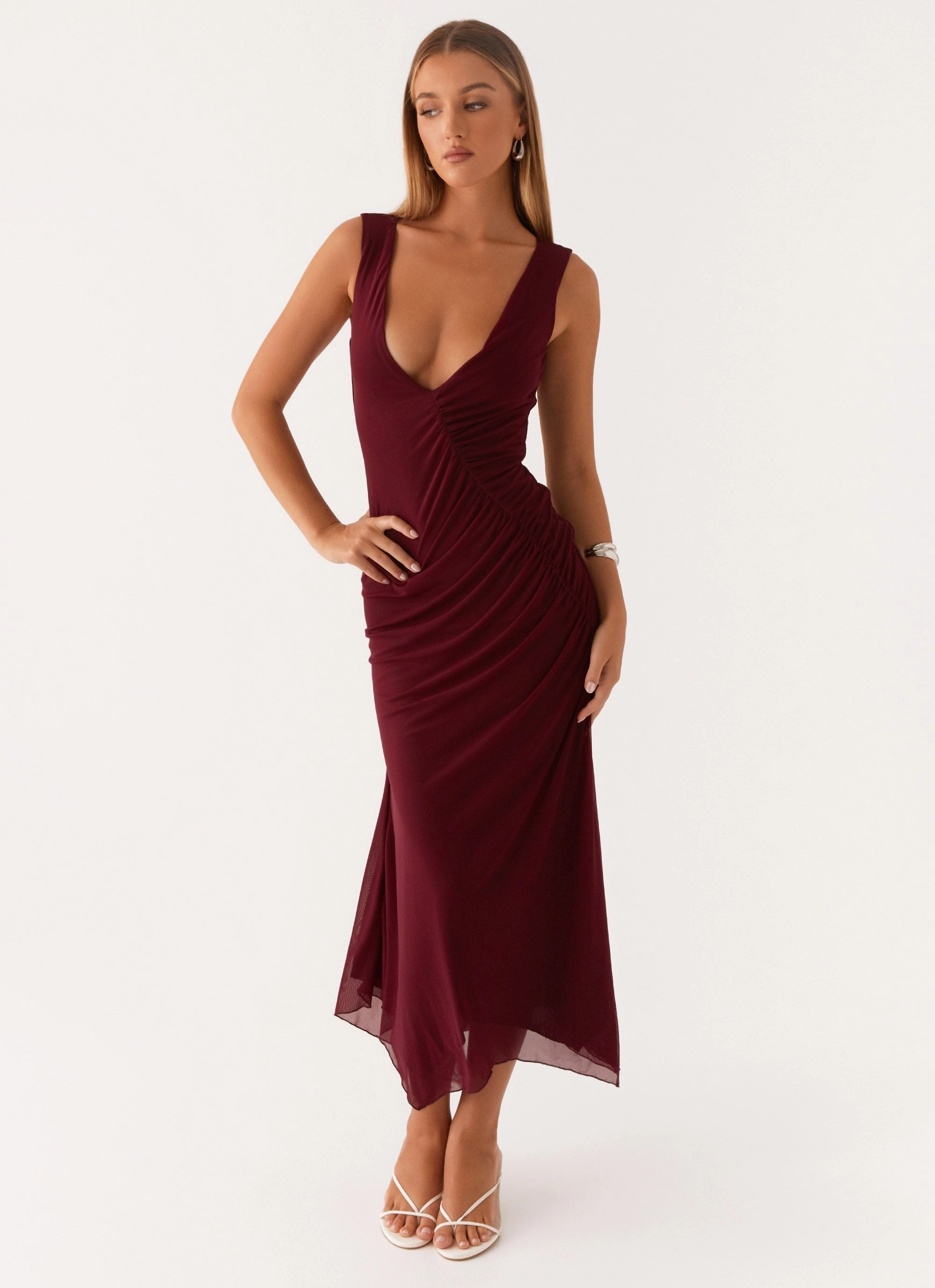 Murphy Maxi Dress - Deep Maroon Sleek Silhouette Perfect Layer