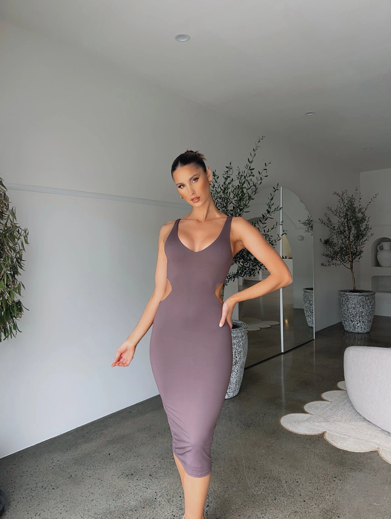Bride Side POPPY MIDI DRESS MOCHA - OUTCAST EXCLUSIVES
