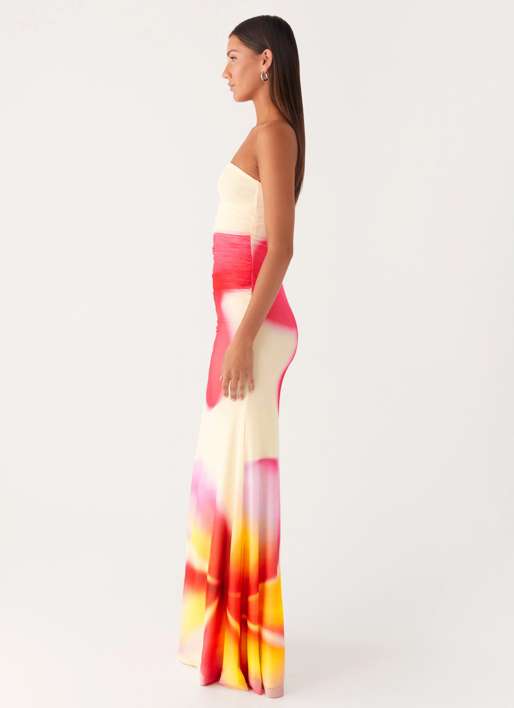 Soft Shine Boxy-Style Iroha Strapless Maxi Dress - Frangipani Yellow