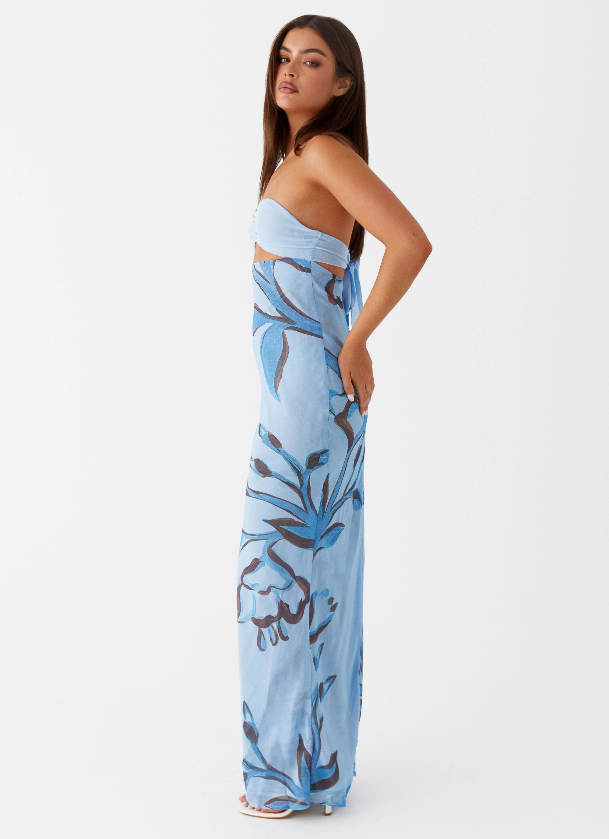 Classic Touch Tropicana Maxi Dress - Blue Floral