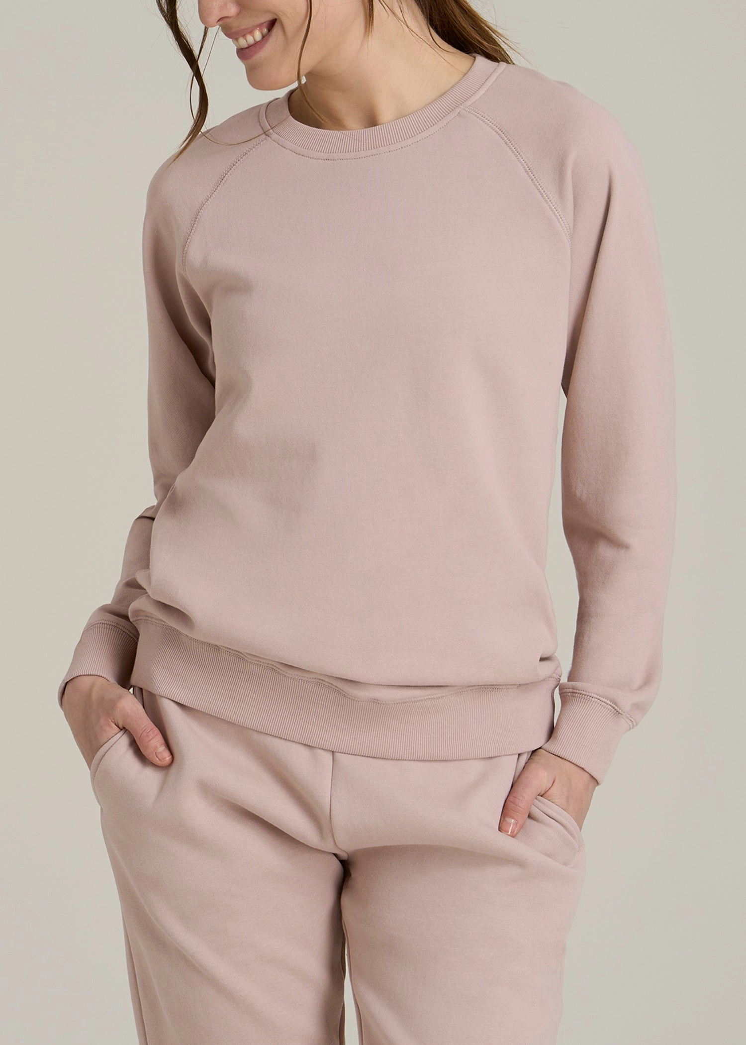Wearever French Terry Women's Tall Crewneck Sweatshirt in Desert Rose product pearl elegance Daily Style