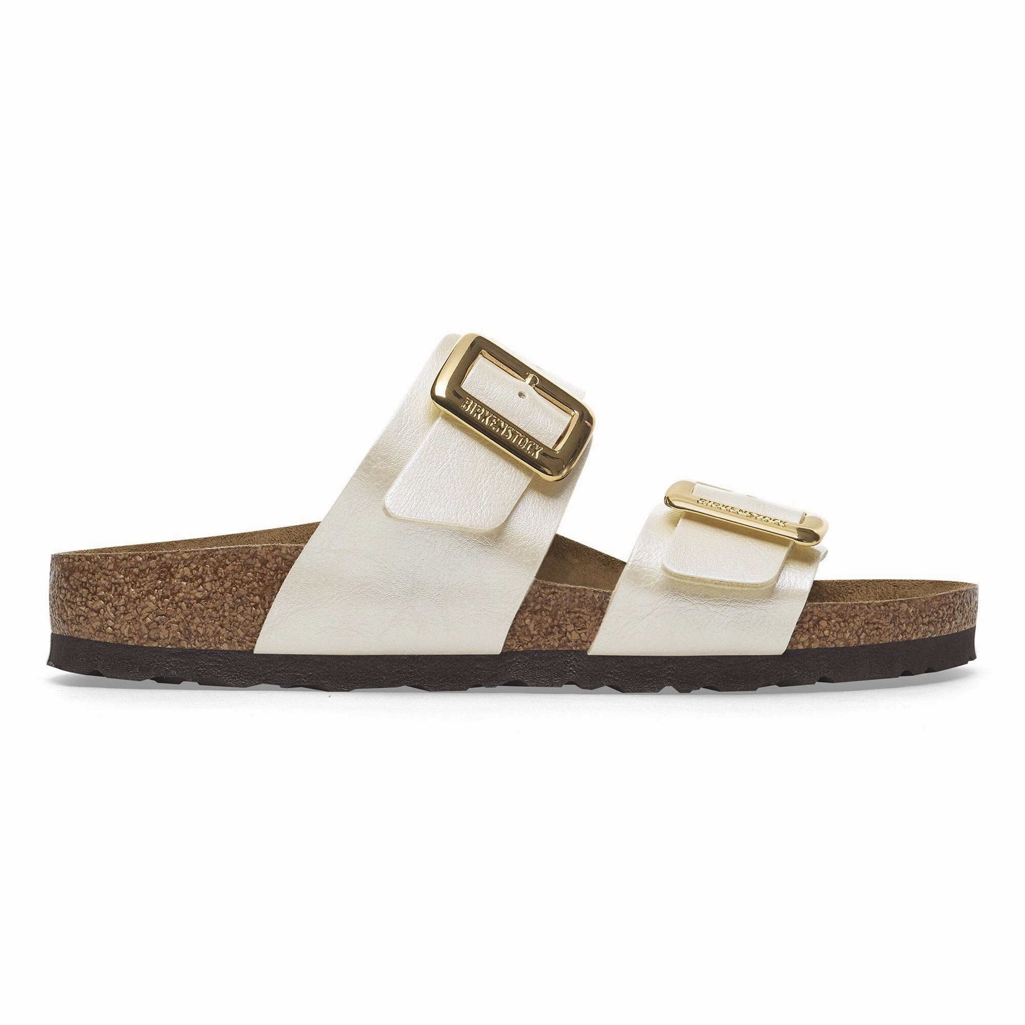 Birkenstock Women's Sydney Birko-Flor Luxe Sandal - Graceful Pearl White Bacteria Inhibiting Treatment Ankle Strap