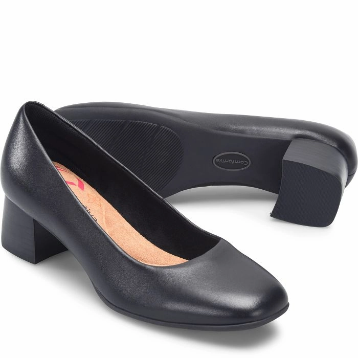Comfortiva Women's Peach Slip-On Dress Pump - Black Simple Walk