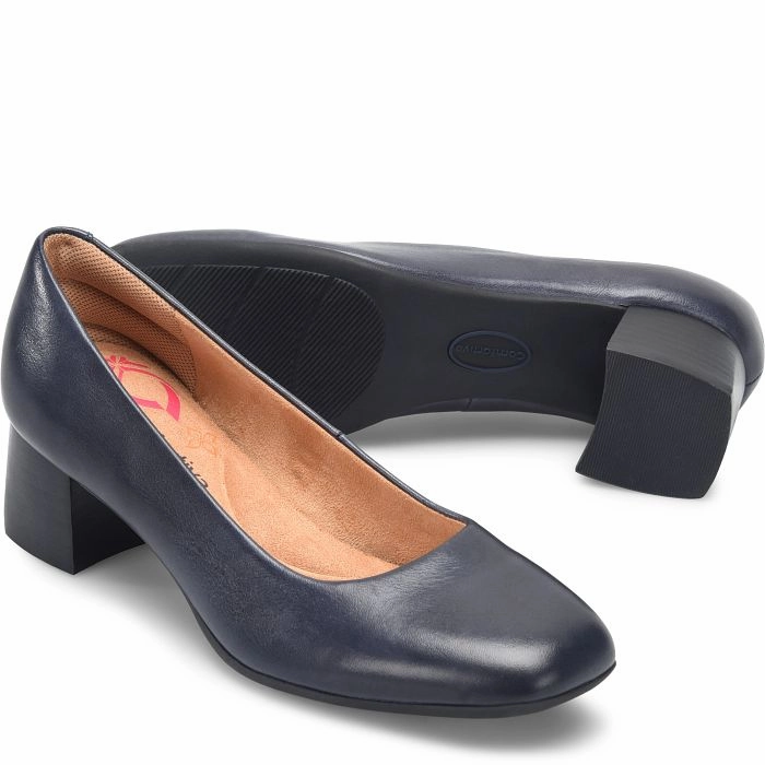 Comfortiva Women's Peach Slip-On Dress Pump - Navy Adaptive Lacing Functional Design