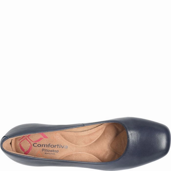 Coffee Run Comfortiva Women's Peach Slip-On Dress Pump - Navy