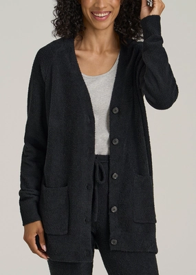 product urban style quotient Effortless Look Chenille Cardigan for Tall Women in Black