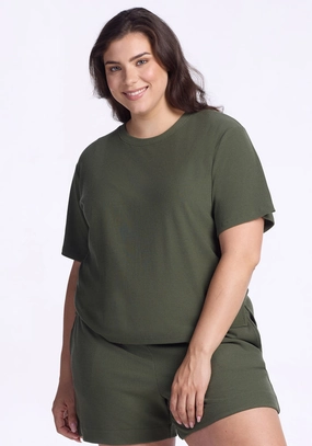 Delia Ribbed Short Sleeve - Green Meadow Versatile Option Seasonal Wear